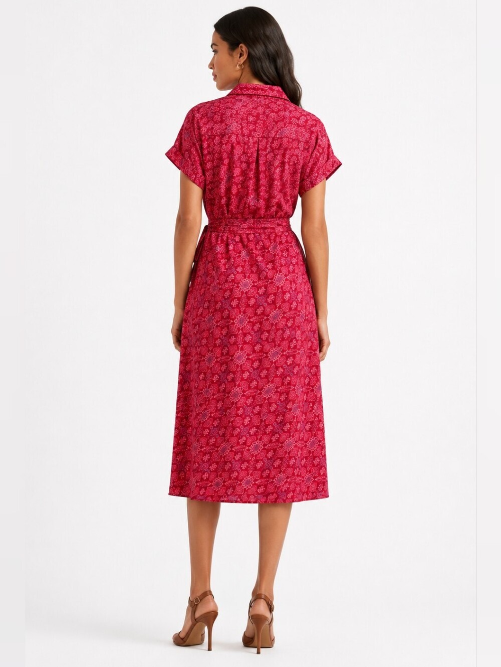 LAUREN RALPH LAUREN Size 2 Geo-Print Shantung Midi Dress Wedding Guest - Picture 2 of 13